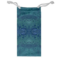 Teal Spirals And Swirls Jewelry Bag by SpinnyChairDesigns