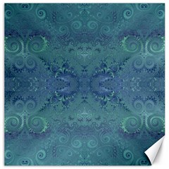 Teal Spirals And Swirls Canvas 12  X 12  by SpinnyChairDesigns