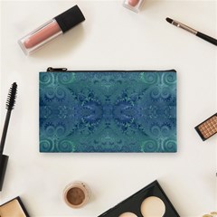 Teal Spirals And Swirls Cosmetic Bag (small) by SpinnyChairDesigns