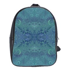 Teal Spirals And Swirls School Bag (large) by SpinnyChairDesigns