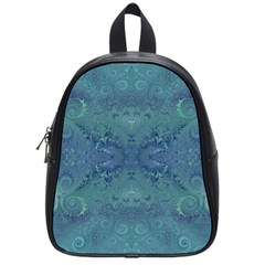 Teal Spirals And Swirls School Bag (small) by SpinnyChairDesigns