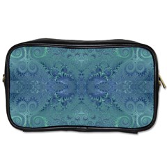 Teal Spirals And Swirls Toiletries Bag (one Side) by SpinnyChairDesigns