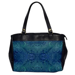 Teal Spirals And Swirls Oversize Office Handbag by SpinnyChairDesigns