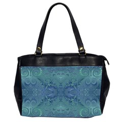 Teal Spirals And Swirls Oversize Office Handbag (2 Sides) by SpinnyChairDesigns