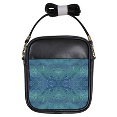 Teal Spirals And Swirls Girls Sling Bag by SpinnyChairDesigns