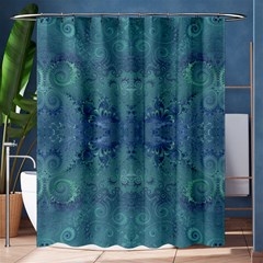 Teal Spirals And Swirls Shower Curtain 60  X 72  (medium)  by SpinnyChairDesigns