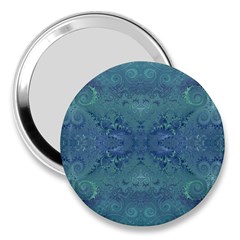 Teal Spirals And Swirls 3  Handbag Mirrors by SpinnyChairDesigns