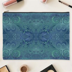 Teal Spirals And Swirls Cosmetic Bag (xxxl) by SpinnyChairDesigns