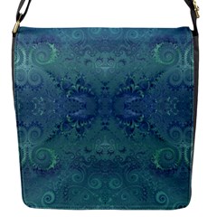 Teal Spirals And Swirls Flap Closure Messenger Bag (s) by SpinnyChairDesigns