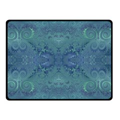 Teal Spirals And Swirls Double Sided Fleece Blanket (small)  by SpinnyChairDesigns