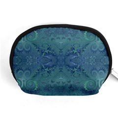 Teal Spirals And Swirls Accessory Pouch (medium) by SpinnyChairDesigns