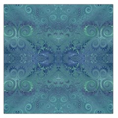 Teal Spirals And Swirls Large Satin Scarf (square) by SpinnyChairDesigns