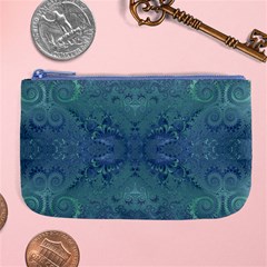 Teal Spirals And Swirls Large Coin Purse by SpinnyChairDesigns