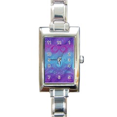 Purple Blue Swirls And Spirals Rectangle Italian Charm Watch by SpinnyChairDesigns