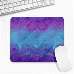 Purple Blue Swirls And Spirals Large Mousepads by SpinnyChairDesigns