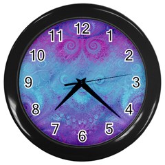 Purple Blue Swirls And Spirals Wall Clock (black)