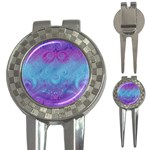 Purple Blue Swirls and Spirals 3-in-1 Golf Divots Front