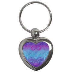 Purple Blue Swirls And Spirals Key Chain (heart) by SpinnyChairDesigns