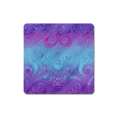 Purple Blue Swirls And Spirals Square Magnet by SpinnyChairDesigns