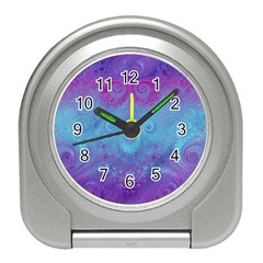 Purple Blue Swirls And Spirals Travel Alarm Clock by SpinnyChairDesigns