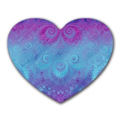 Purple Blue Swirls And Spirals Heart Mousepads by SpinnyChairDesigns