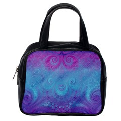 Purple Blue Swirls And Spirals Classic Handbag (one Side) by SpinnyChairDesigns