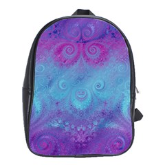 Purple Blue Swirls And Spirals School Bag (large) by SpinnyChairDesigns