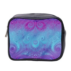 Purple Blue Swirls And Spirals Mini Toiletries Bag (two Sides) by SpinnyChairDesigns