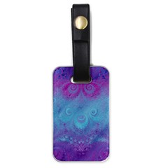 Purple Blue Swirls And Spirals Luggage Tag (one Side) by SpinnyChairDesigns