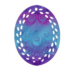 Purple Blue Swirls And Spirals Ornament (oval Filigree) by SpinnyChairDesigns