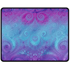 Purple Blue Swirls And Spirals Double Sided Fleece Blanket (medium)  by SpinnyChairDesigns