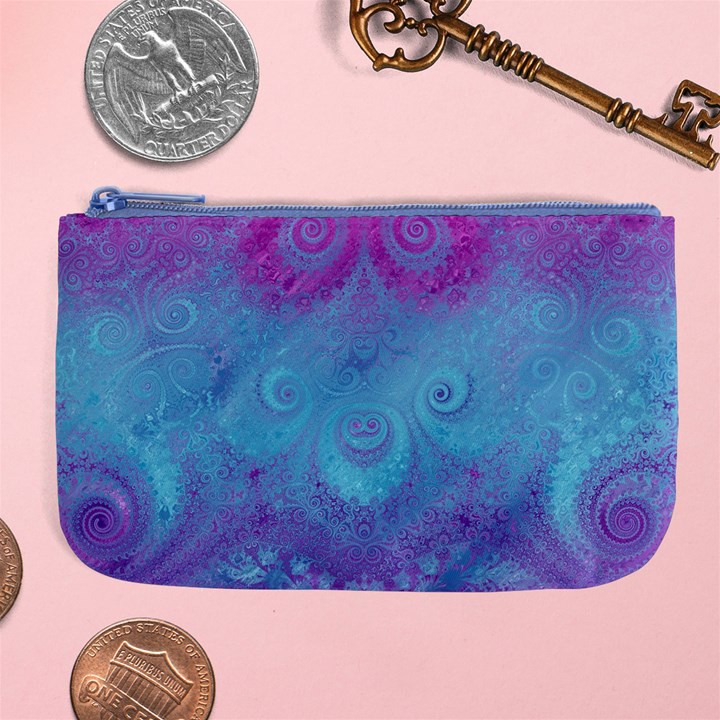 Purple Blue Swirls and Spirals Large Coin Purse