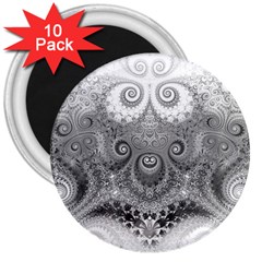 Black And White Spirals 3  Magnets (10 Pack)  by SpinnyChairDesigns