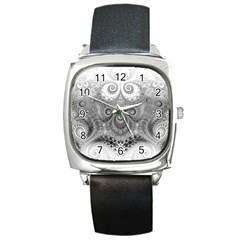 Black And White Spirals Square Metal Watch