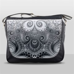 Black And White Spirals Messenger Bag by SpinnyChairDesigns