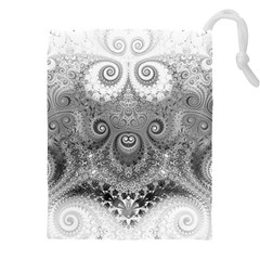 Black And White Spirals Drawstring Pouch (4xl) by SpinnyChairDesigns