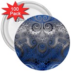 Blue Swirls and Spirals 3  Buttons (100 pack)  Front