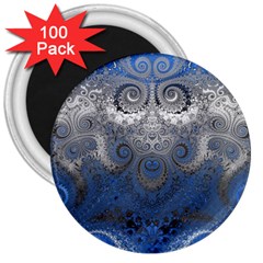 Blue Swirls And Spirals 3  Magnets (100 Pack) by SpinnyChairDesigns