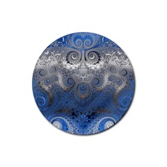 Blue Swirls And Spirals Rubber Round Coaster (4 Pack)  by SpinnyChairDesigns