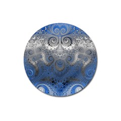 Blue Swirls And Spirals Magnet 3  (round) by SpinnyChairDesigns