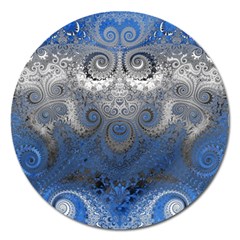 Blue Swirls And Spirals Magnet 5  (round) by SpinnyChairDesigns