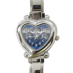 Blue Swirls And Spirals Heart Italian Charm Watch by SpinnyChairDesigns