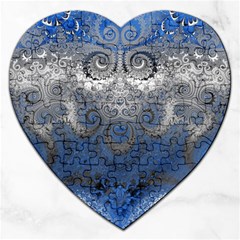 Blue Swirls And Spirals Jigsaw Puzzle (heart) by SpinnyChairDesigns