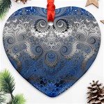 Blue Swirls and Spirals Heart Ornament (Two Sides) Front