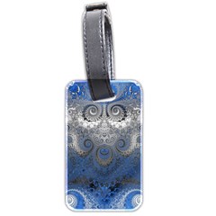 Blue Swirls And Spirals Luggage Tag (two Sides) by SpinnyChairDesigns