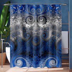 Blue Swirls And Spirals Shower Curtain 60  X 72  (medium)  by SpinnyChairDesigns