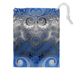 Blue Swirls And Spirals Drawstring Pouch (4xl) by SpinnyChairDesigns