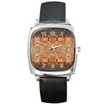 Rustic Orange Swirls Square Metal Watch Front