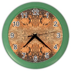 Rustic Orange Swirls Color Wall Clock by SpinnyChairDesigns