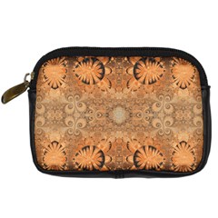 Rustic Orange Swirls Digital Camera Leather Case by SpinnyChairDesigns